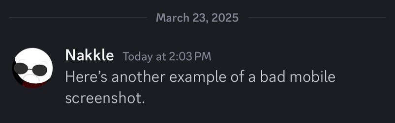 A screenshot of an individual message on Discord mobile, omitting the context.